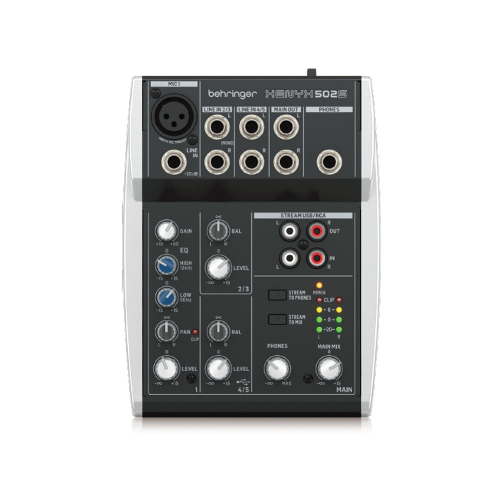 BEHRINGER XENYX 502S Premium Analog 5Input Mixer with USB Streaming